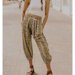 NWT Free People Desert Heat harem pants size S in Yellow Combo